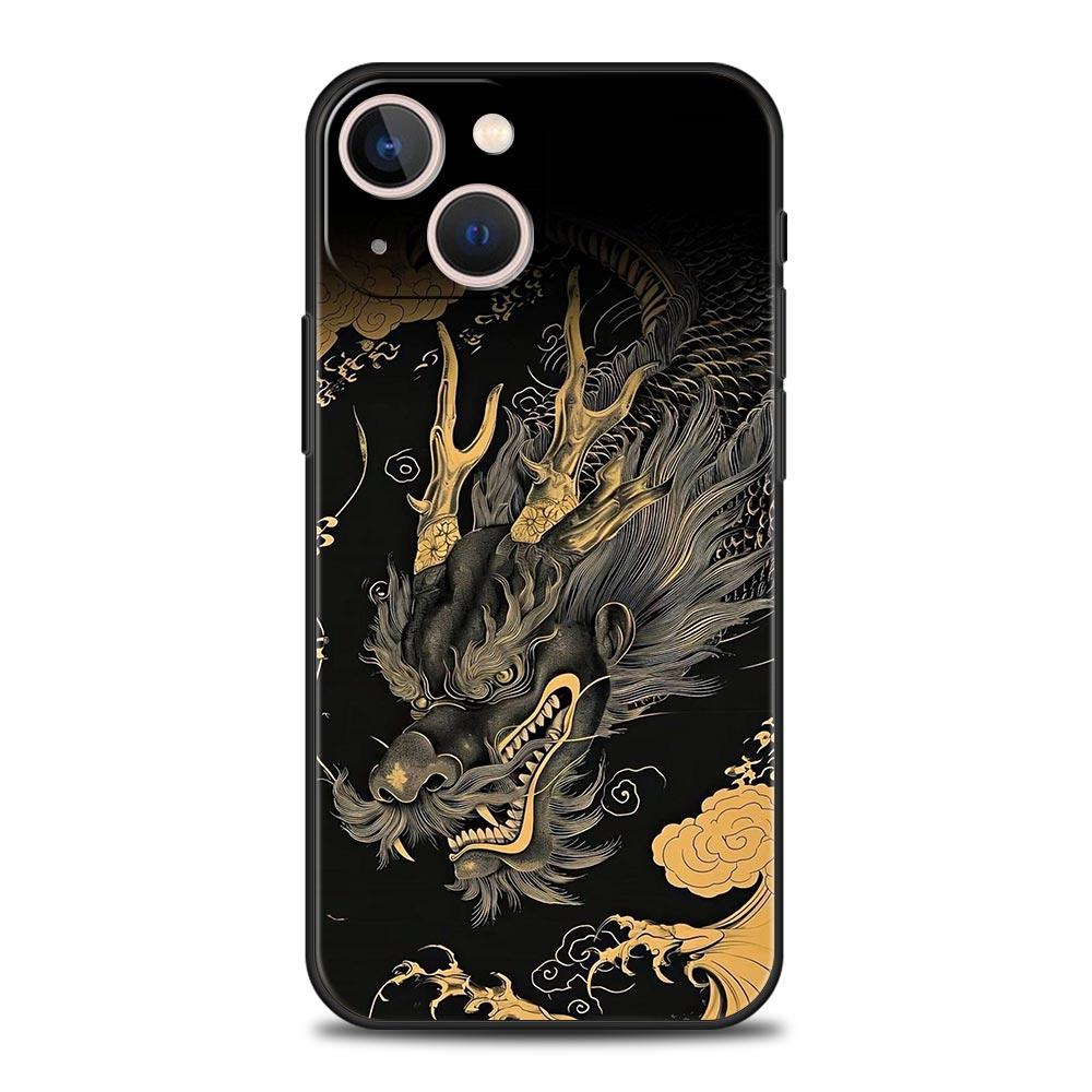 Chinoiserie Loong Flower Dragon Phone Case Cover for iPhone 17 16 15 14 13 12 11 Pro Max 17 Air Plus Shockproof Soft TPU Shell
