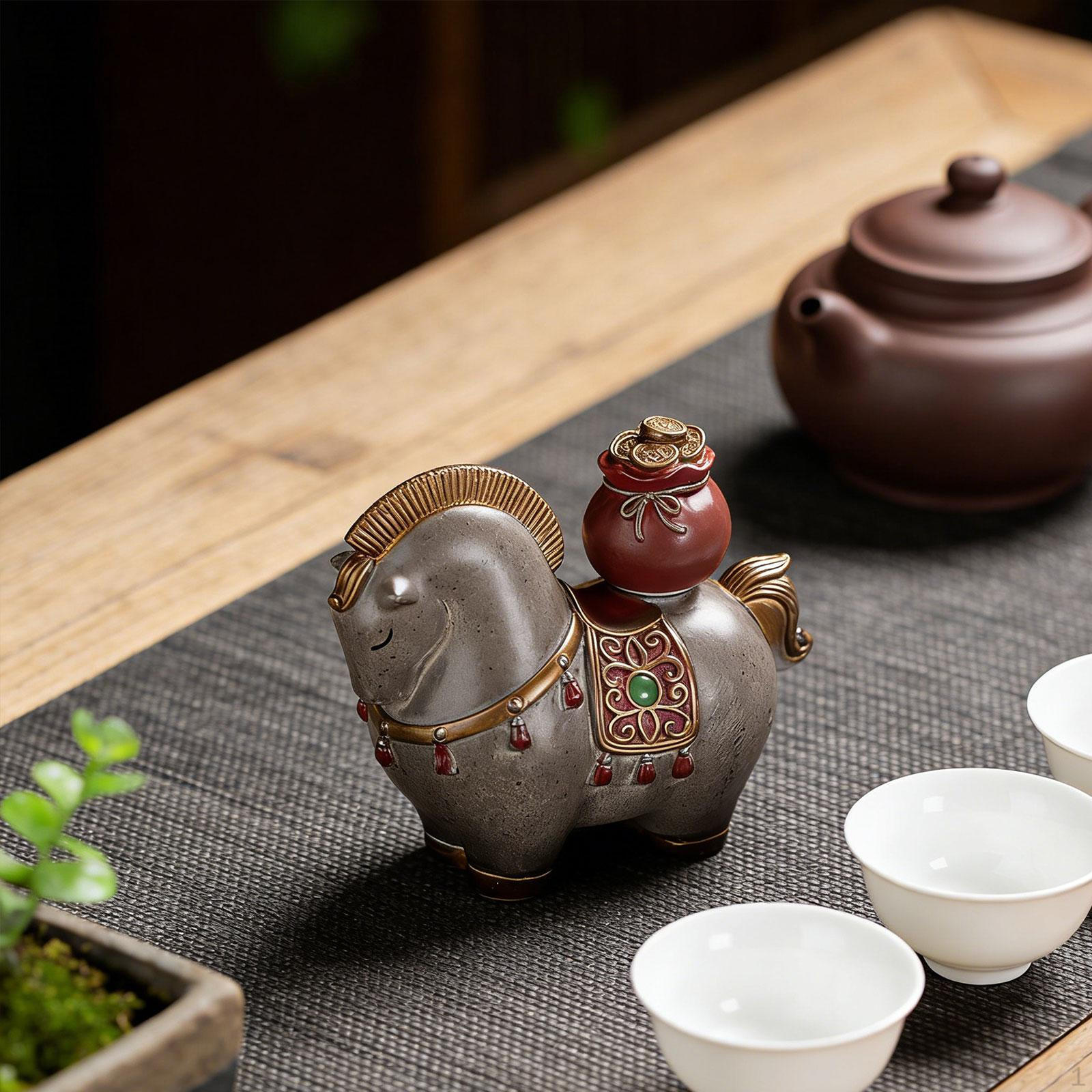 

Фигурка лошади Скульптура животного Смола Симпатичное украшение Настольное украшение Китайский Фэн-шуй B