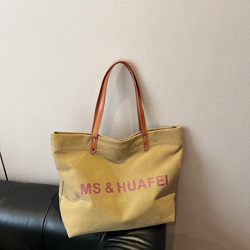 

Студенческая весенне-летняя холщовая сумка большой вместимости, прочная наплечная сумка, новая простая повседневная сумка-тоут коричневый