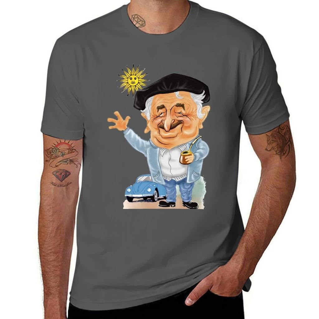 Pepe Mujica Artwork Cartoon Caricature Tshirt Blouse Tshirts Unisex Graphic Tee Shirt Heavyweight T Shirts For Unisex