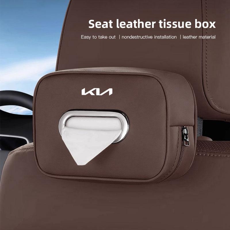 Car Leather Tissue Box Storage Case Organizer For KIA EV6 EV9 Sorento Ceed Stinger Forte Niro Soul Cerato Stonic RIO K9 Picanto