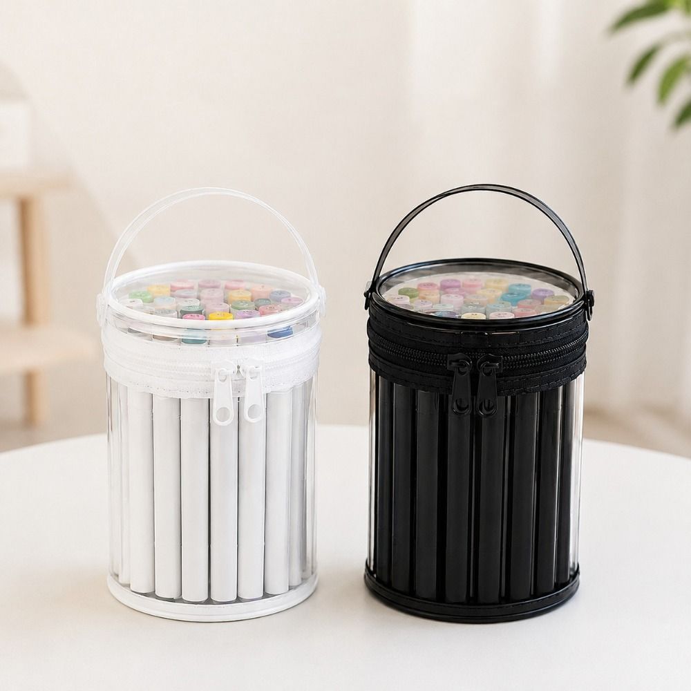 PVC Pen Holder Transparent Stationery Storage Bag Simple Makeup Brush Storage Bag for Home