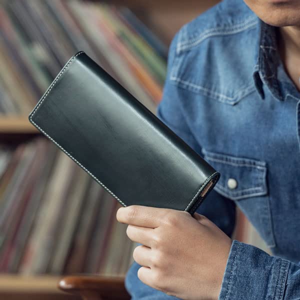 BRITISH GREEN Men's Bridle Leather Long Wallet (Green)