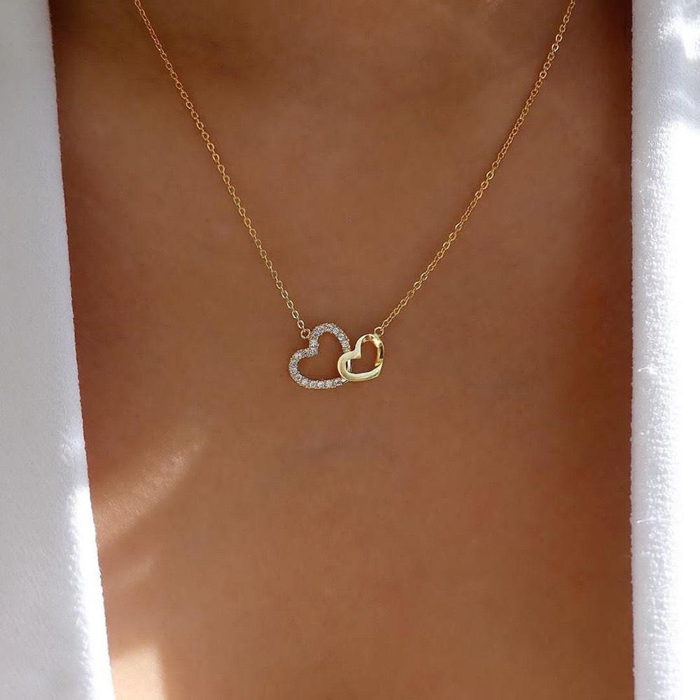 Retro Peach Heart Necklace Female Love Shape Fashion Design Collarbone Chain Simple Love Jewelry For Girls