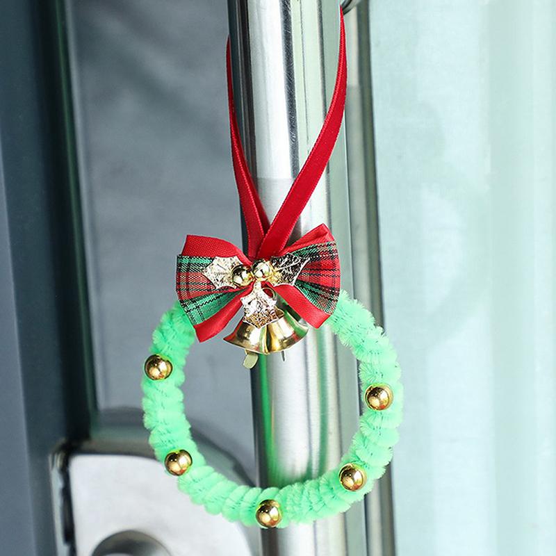 Merry Christmas Wreath Pendant With Bell Car Door Hanging Decoration Xmas Party Christmas Tree Decor Accessories