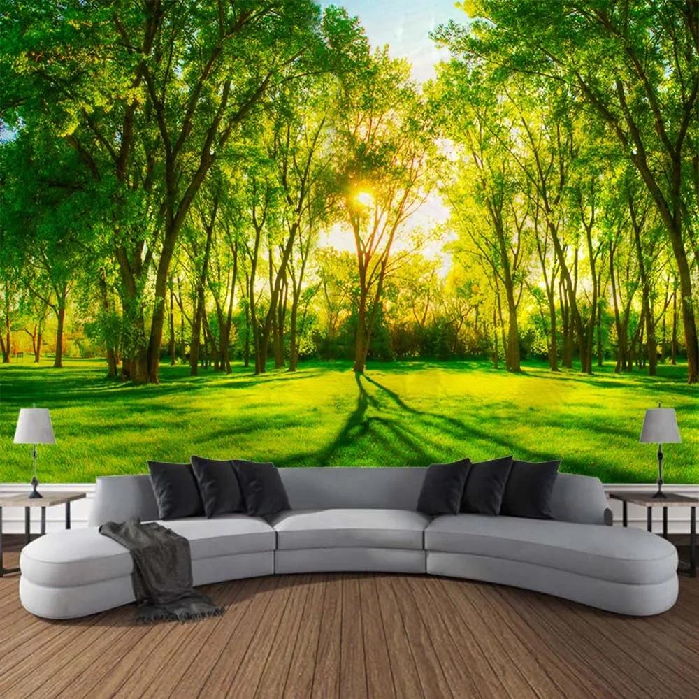 Large 3D Printed Tapestry Green Forest Landscape Wall Hanging Cloth Hippie Bohemian Home Art Decoration Living Room Wall Decor