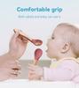 5Pcs Silicone Baby Feeding Set BPA Free Suction Bowl Divided Plate Wood Handle Spoon Fork Silicone Bibs Children Tableware