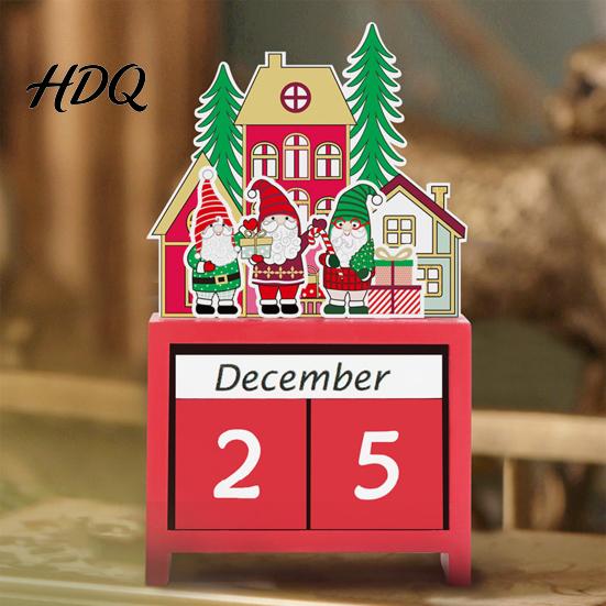 Christmas Countdown Calendar Blocks Desktop Advent with Movable Holiday Home Decor Ornaments Days Until Xmas Ornament for Office Wooden Holidays