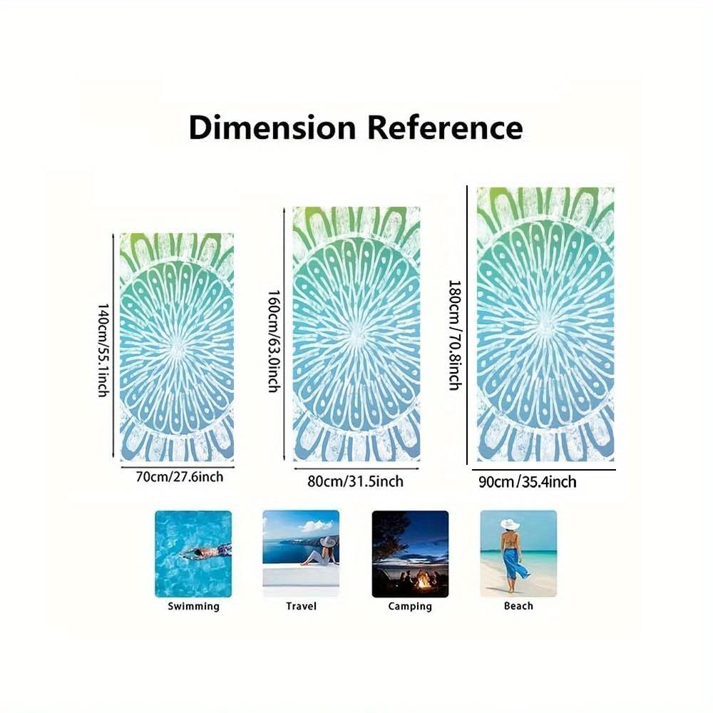 1pc Large Quick-Dry Sand-Free Beach Towel - Lightweight Microfiber Bath,Yoga Mat,Picnic Blanket Vibrant Rainbow Mandala Bohemian
