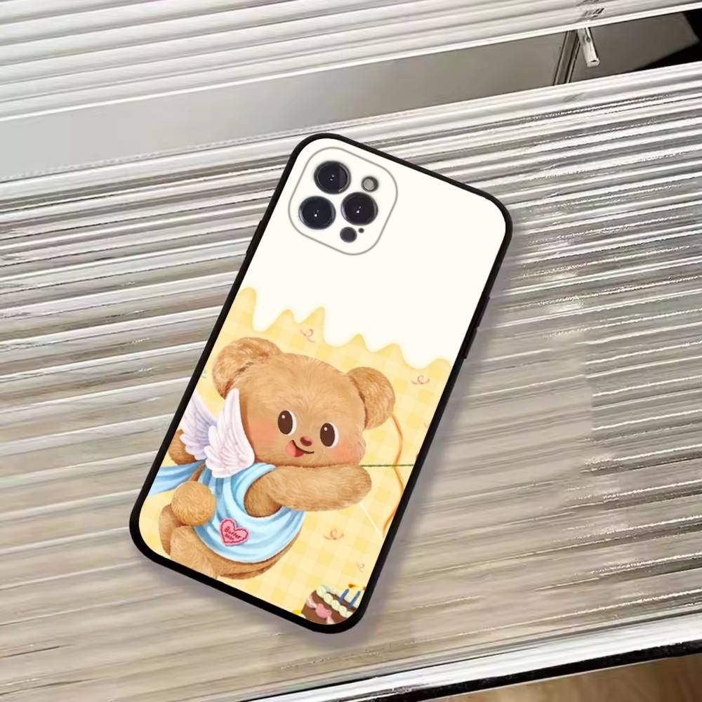 

Cute Cartoon B-Butterbear Phone Case For iPhone 17, 16,15,14,13,12,11 Plus,Pro Max, Others Soft Black Cover iPhone17Pro