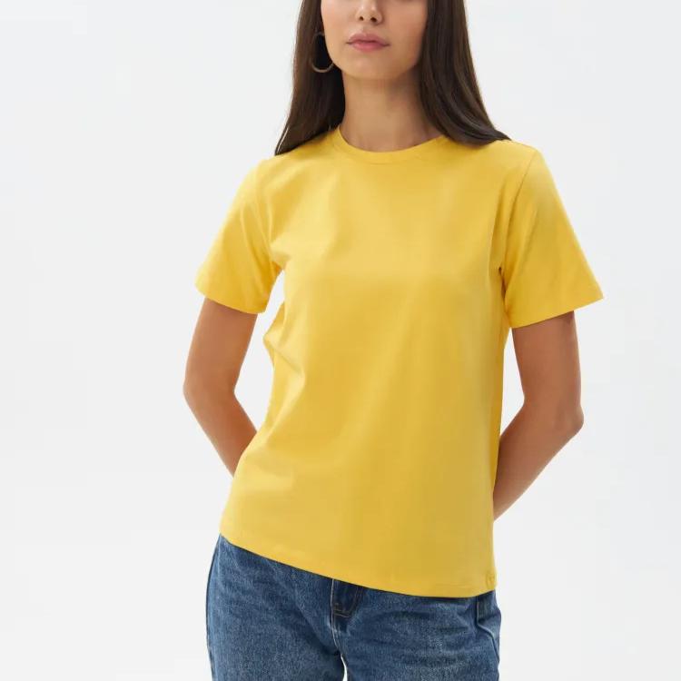 

Летняя женская футболка из дышащего однотонного хлопка с круглым вырезом и коротким рукавом для отдыха, футболки для пар 3XL жёлтый