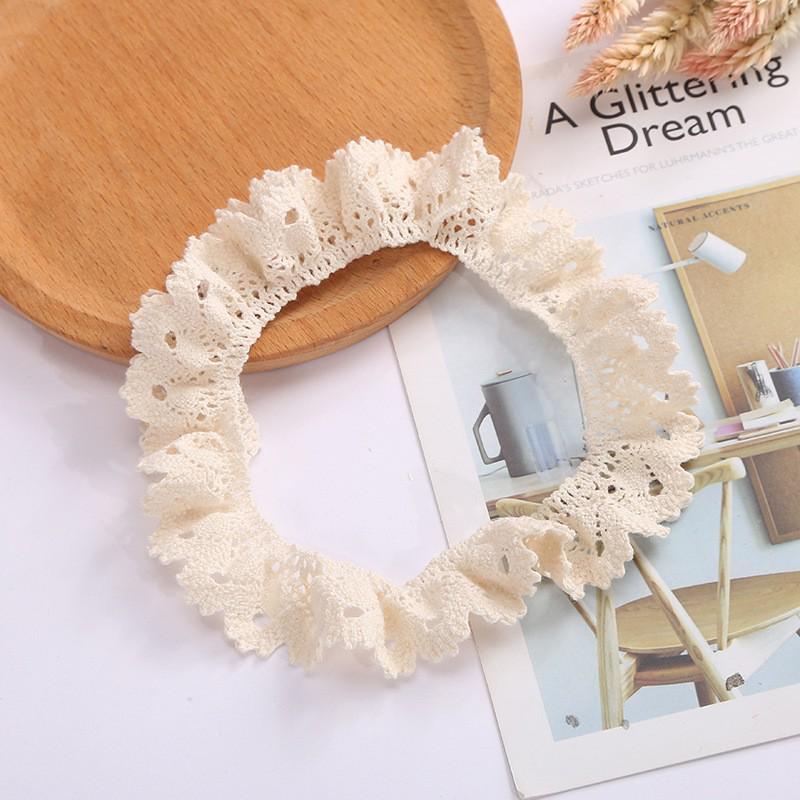 Off-White Elastic Cotton Lace Handmade Fabric Trim for Socks, Skirts, and Curtains - Zuleidezhu.