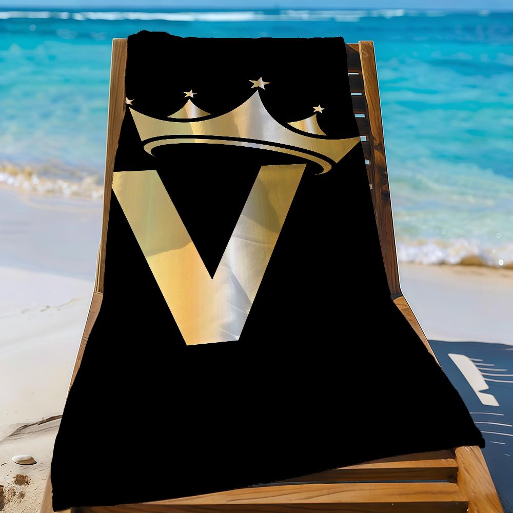 Black Golden Crown Letter Towel Sports Quick Dry Travel Camping Sandproof Soft Light Large Beach Towel