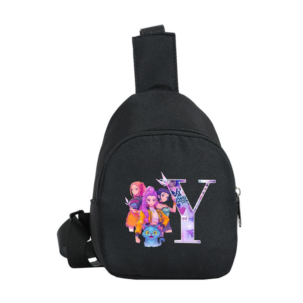 Kreslený 26 Anglické Písmeno K-Pop Lovci Démonov Potlačený Kawaii Hrudný Vak pre Chlapca Dievča Taška cez Rameno Študent Prenosná Crossbody Taštička Vianočný Darček