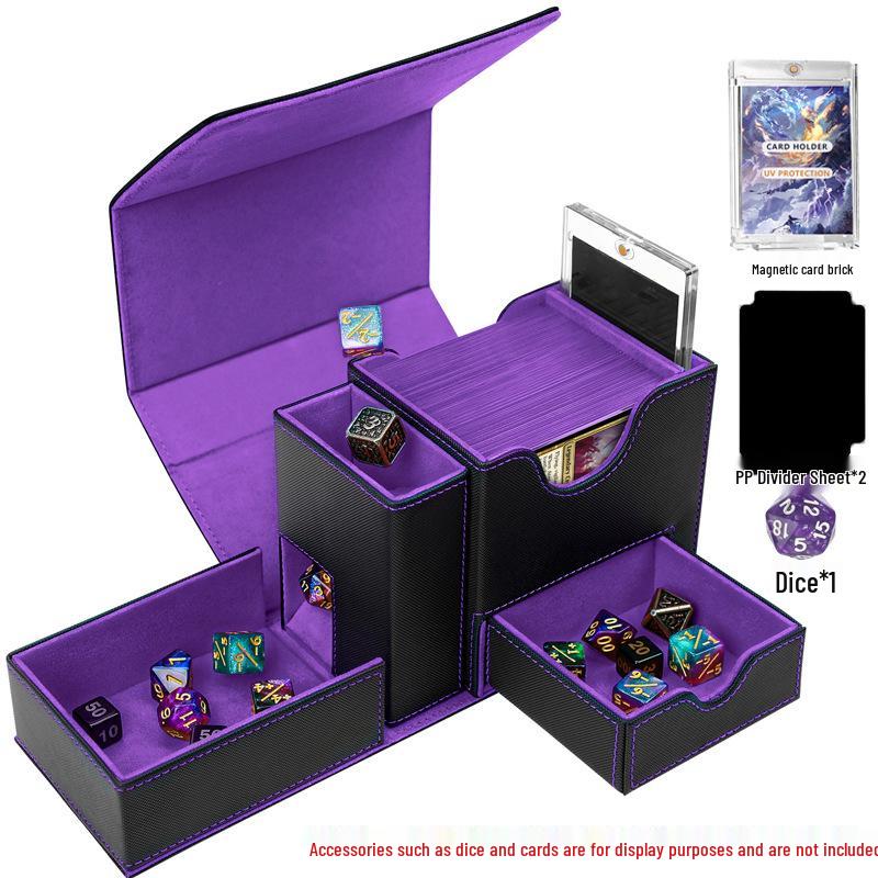 Transformable Dice Tower & Card Storage Box with Window Display for 100+ Double-Sleeved Cards - Ideal for Pokemon, Board Games, and RPGs