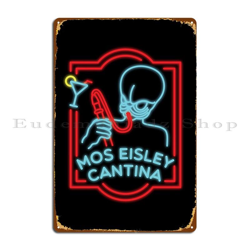 Кантина Мос-Айсли Неоновая Вывеска Бара Металлическая Табличка Постер Стена Паб Забавный Винтажный Винтажная Печать Жестяной Знак Постер 20x30cm