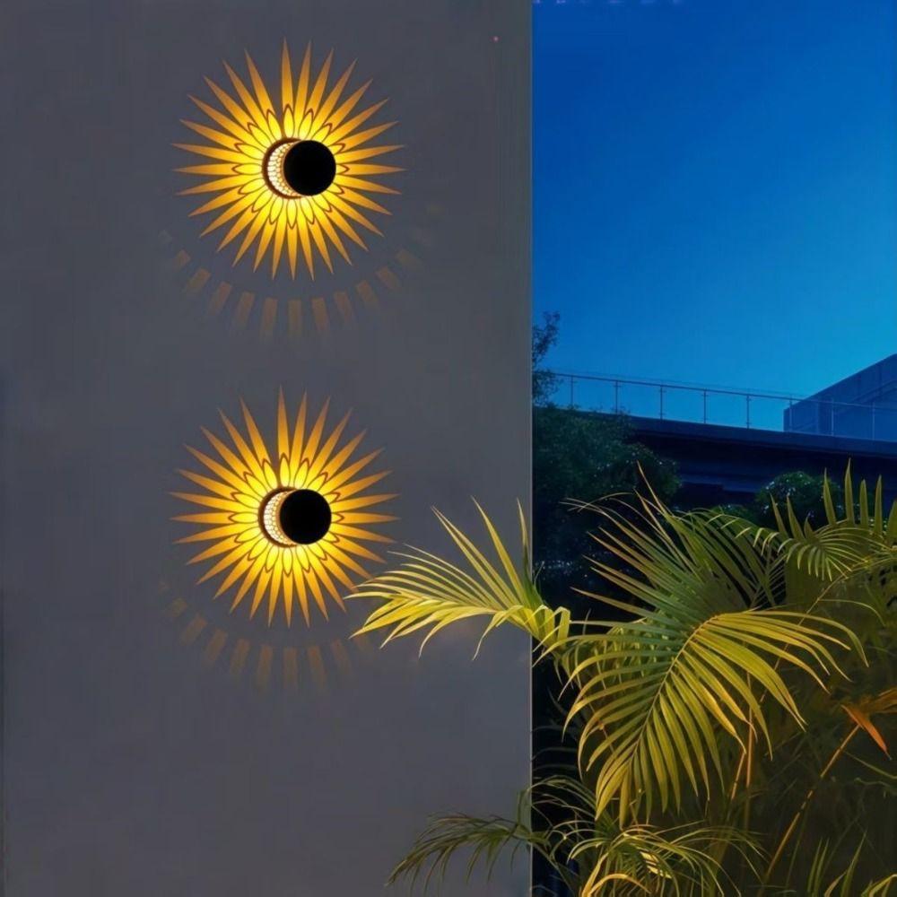 Multifunctional Hollow Solar Wall Lamp Waterproof Creative Solar Projection Lamp Energy Saving Iron Atmosphere Lamp Balcony