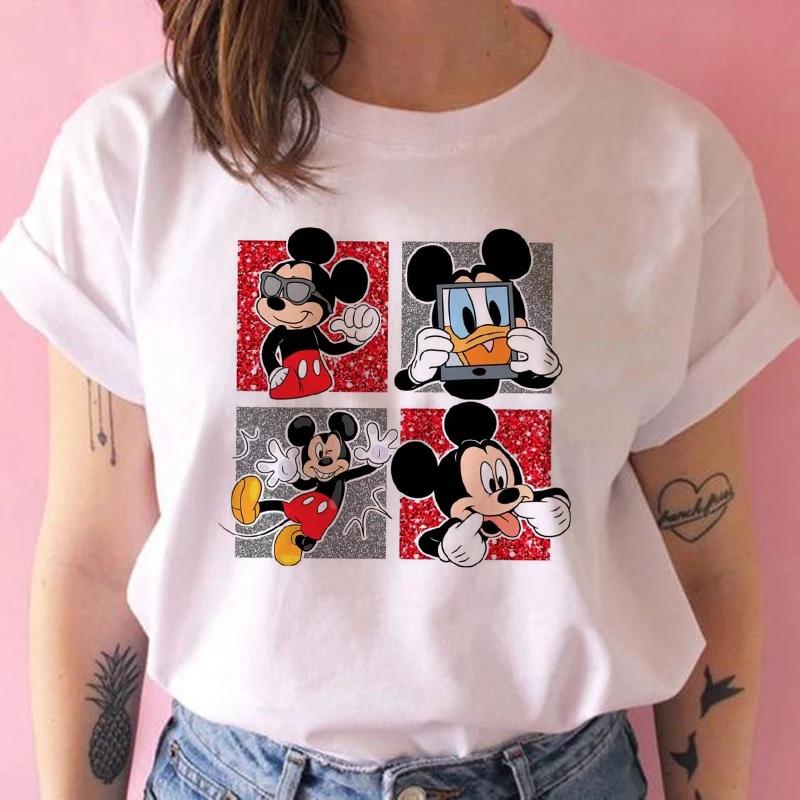 Disney Funny Mickey Tshirt Minnie Mouse Cartoon T-shirt Printing Women Tshirt Female Clothes Kawaii Summer Girls Clothing