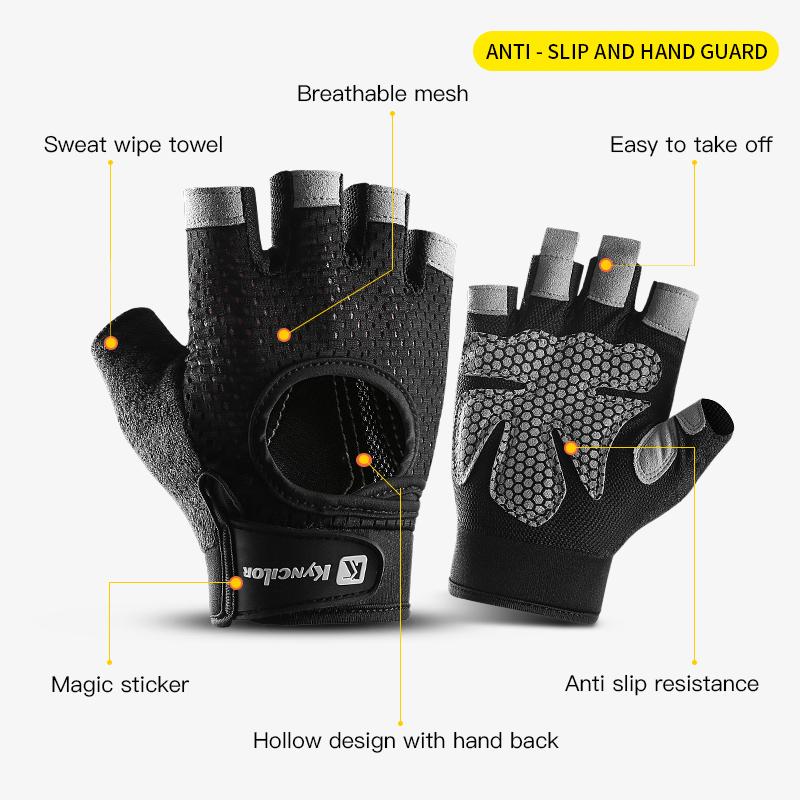 Sport Fitness Herren und Damen Gewichtheben Atmungsaktive Rutschfeste Silikon Halbfinger Radhandschuhe
