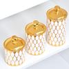 Set Of 3 Decorative Golden Trimmed Storage Tins Plastic Food Canisters With Gold Trim Sealed Jar For Home Office Use