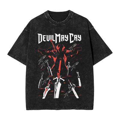 Sommer Dante Devil May Cry Washed Shirts Merch Harajuku T-Shirt Action-Adventure-Spiel Herren Damen T-Shirt