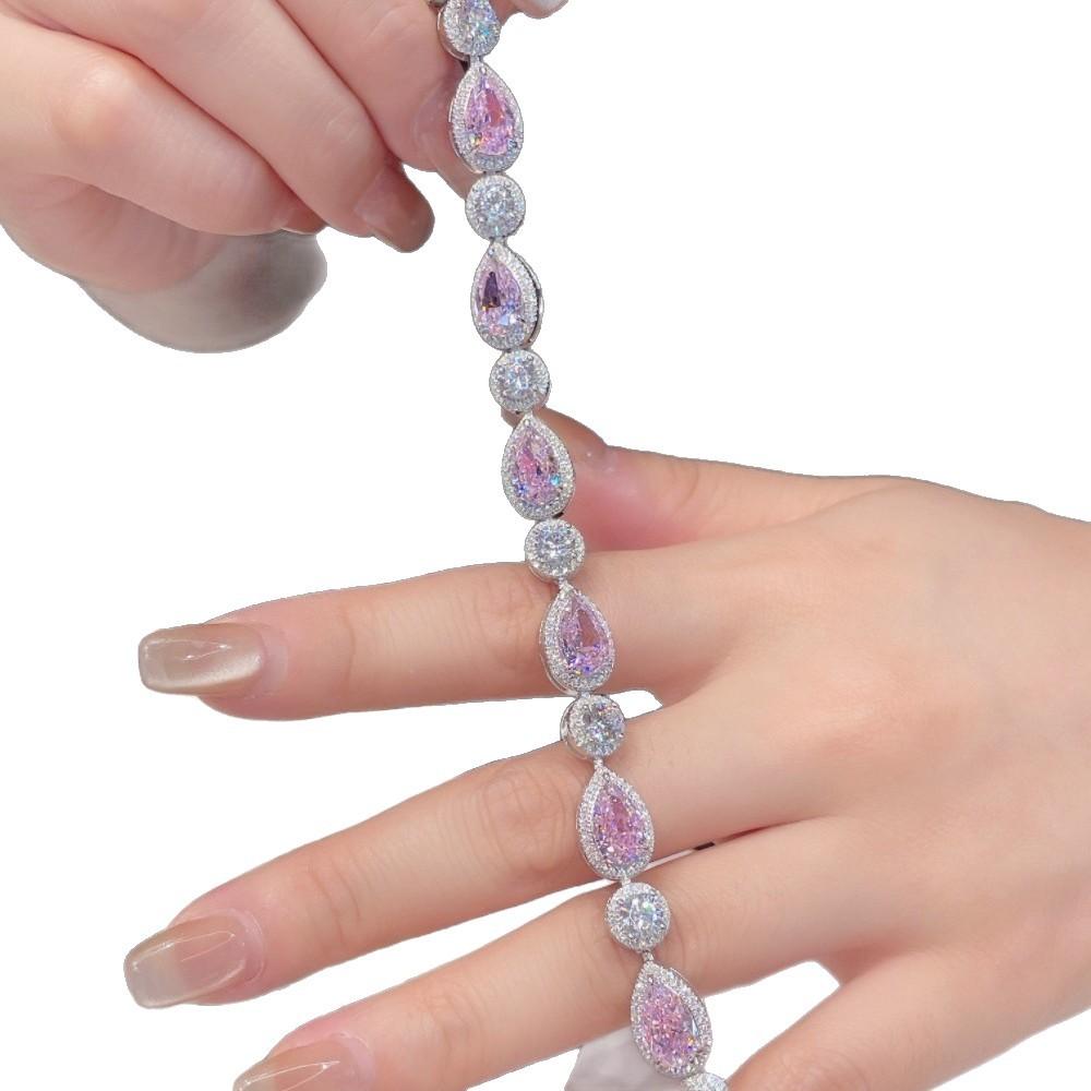 Classic pear shaped pink stone bracelet, simple and fashionable, exquisite bracelet