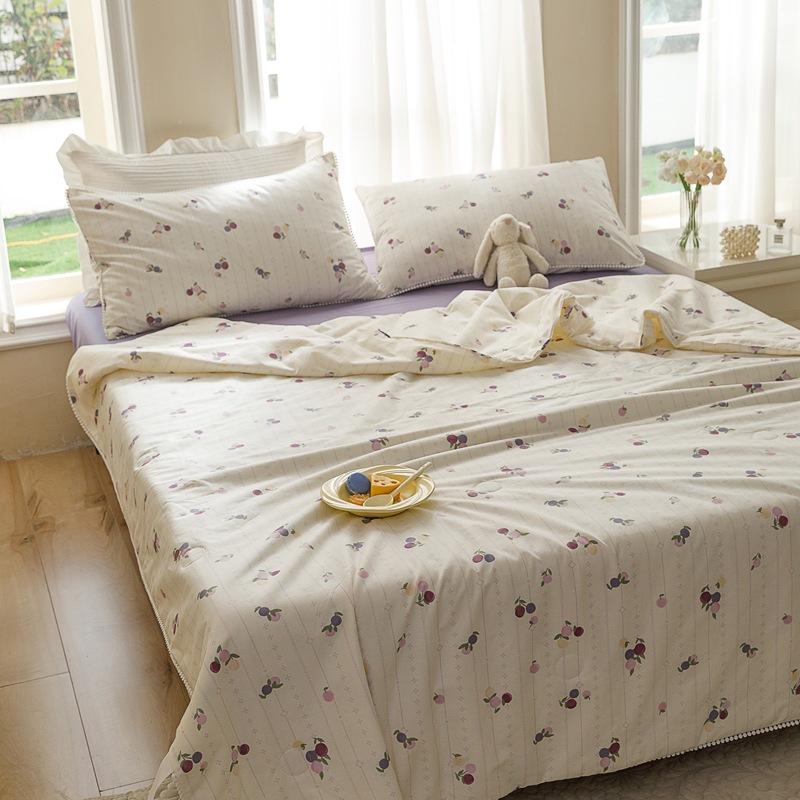 Cuvertură dublă cu aer condiționat, din bumbac, pentru copii, cu desene animate, set de patru piese, cuvertură din fibră de soia.