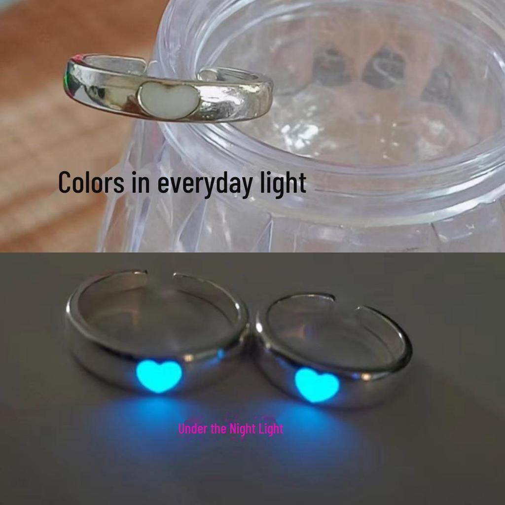 2025 Świecący Pierścionek Miłości: Uroczy, Regulowany Pierścionek dla Studenta i Pary