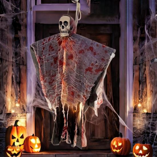 Halloween Hanging Ghost Statue Outdoor Decorative Flying Skull Hanging Ghost Props for Yard Horror House Entrance Decoration