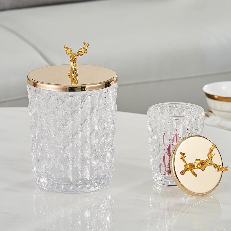 Severský lehký luxusní křišťálový dekorativní bonboniér s motivem hlavy jelena