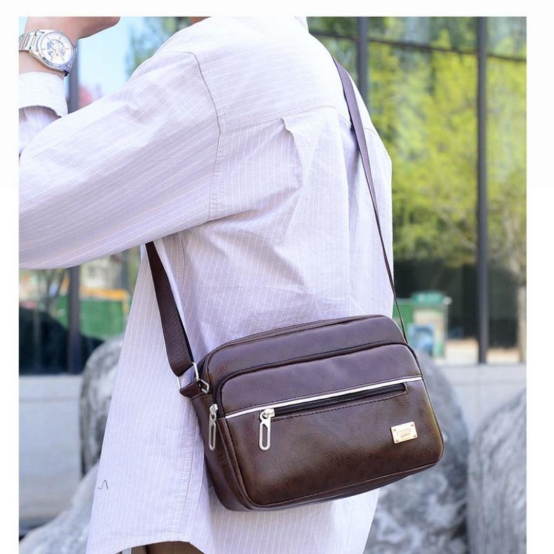 Fashion Men Messenger Bags PU Leather Handbags for Man Male Crossbody Bag Casual Storage Shoulder Bag Zipper Direction Random