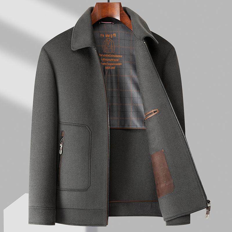 

100% шерсть осенне-зимняя двусторонняя шерстяная куртка деловая повседневная пуховая куртка с подкладкой для инструментов мужская куртка 3XL серый