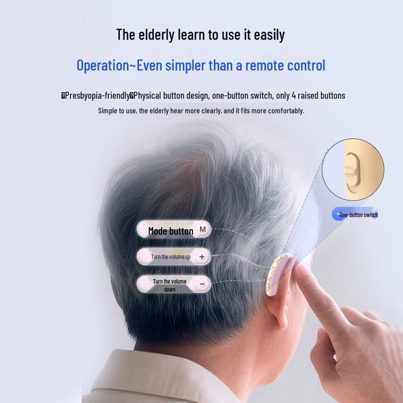 Rechargeable Behind-the-Ear Bluetooth Hearing Aid for Moderate To Severe Hearing Loss, Featuring Invisible Noise Reduction for the Elderly.