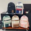 Retro Contrasting Color Backpack Large Capacity Workwear Schoolbag for Men and Women High School Students Computer Bag High Value Travel Backpack
