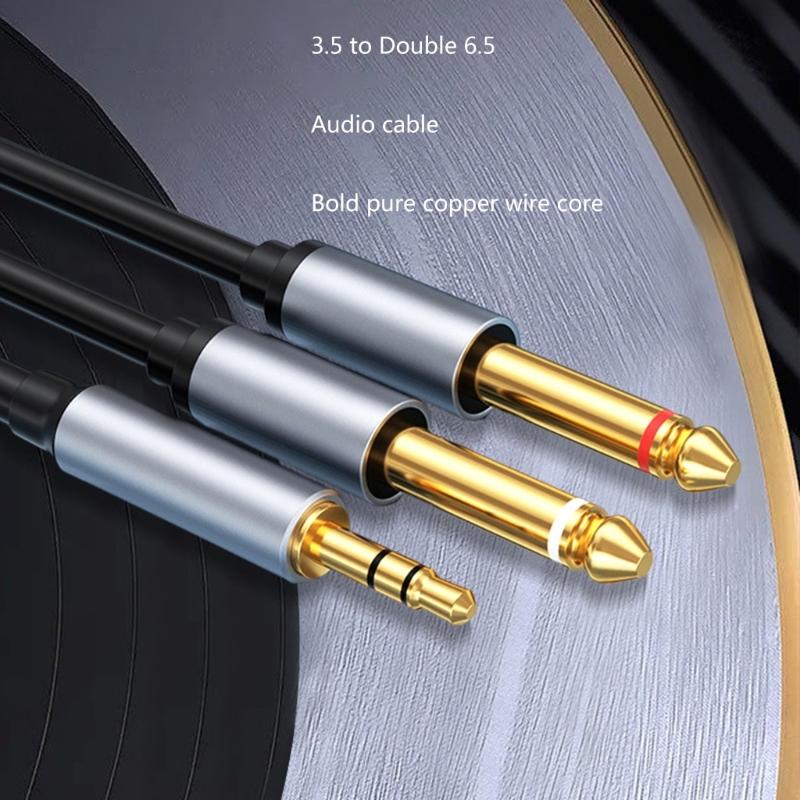 Aux Guitar Cable 6.5mm Jack To 3.5mm Audio Cable Splitter Stereo Sound Cord for Laptop, Mixer, Speaker