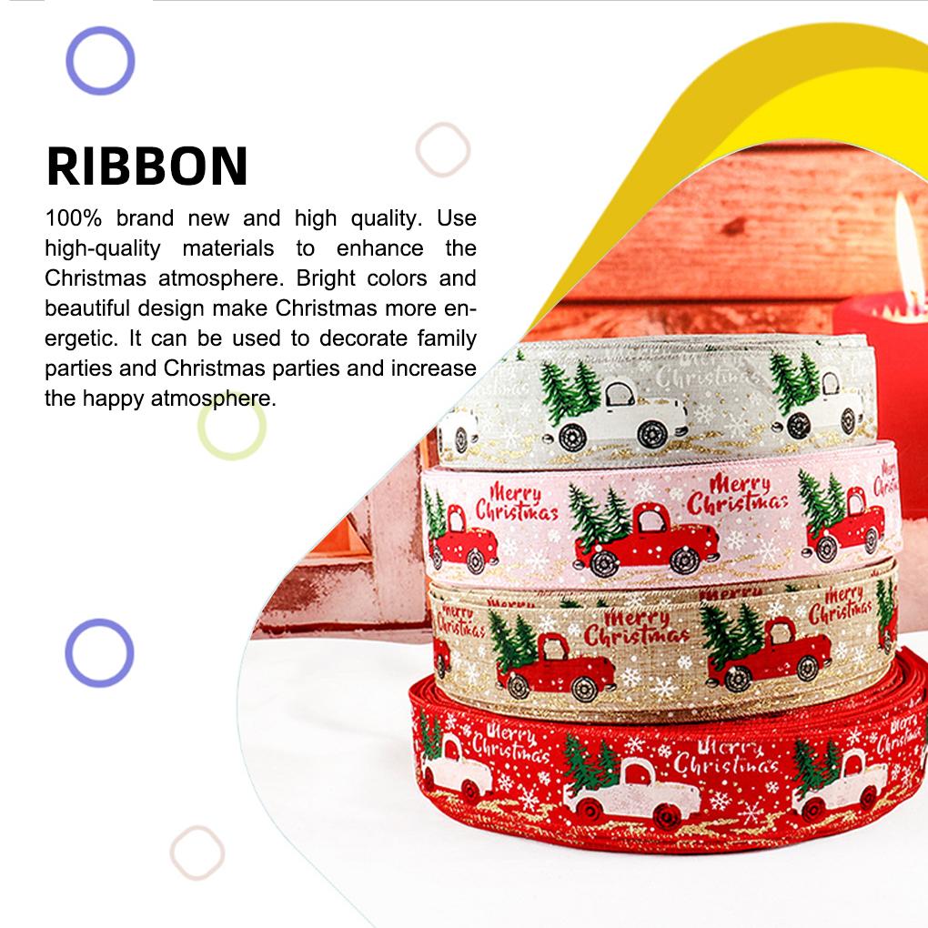 1 Roll Christmas Ribbon Wedding Xmas Tree Decoration Glittery Printed Gifts Packing Flower Banquet DIY Art Handicrafts Band
