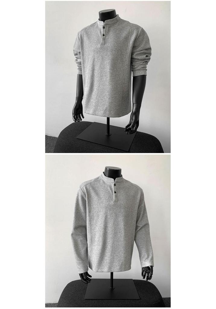 Men's Long Sleeve American Style Polo Henley Shirt - Trendy Casual Inner Wear Base Layer Hoodie