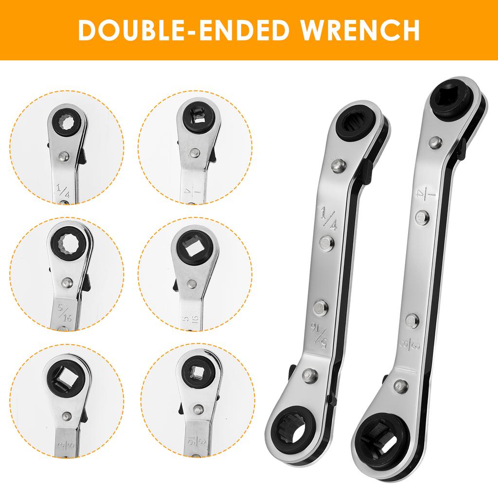 Valve Core Remover Installer Tool with Dual Size 1/4 Inch and 5/16 Inch Port Air Conditioning Valve Core Removal Tool Wrench