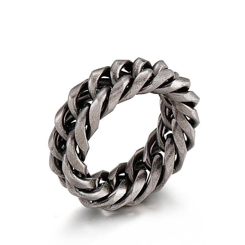 Kalen Smooth 8/9mm High-Quality Stainless Steel Cuban Link Rings for Men Multicolor Couple Anillos Trend Jewelry Bicycle Chain