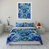 Blue Floral Pattern Design Bedding Duvet Cover Set  (1*Duvet Cover 2*Pillowcases, Without Duvet Insert)