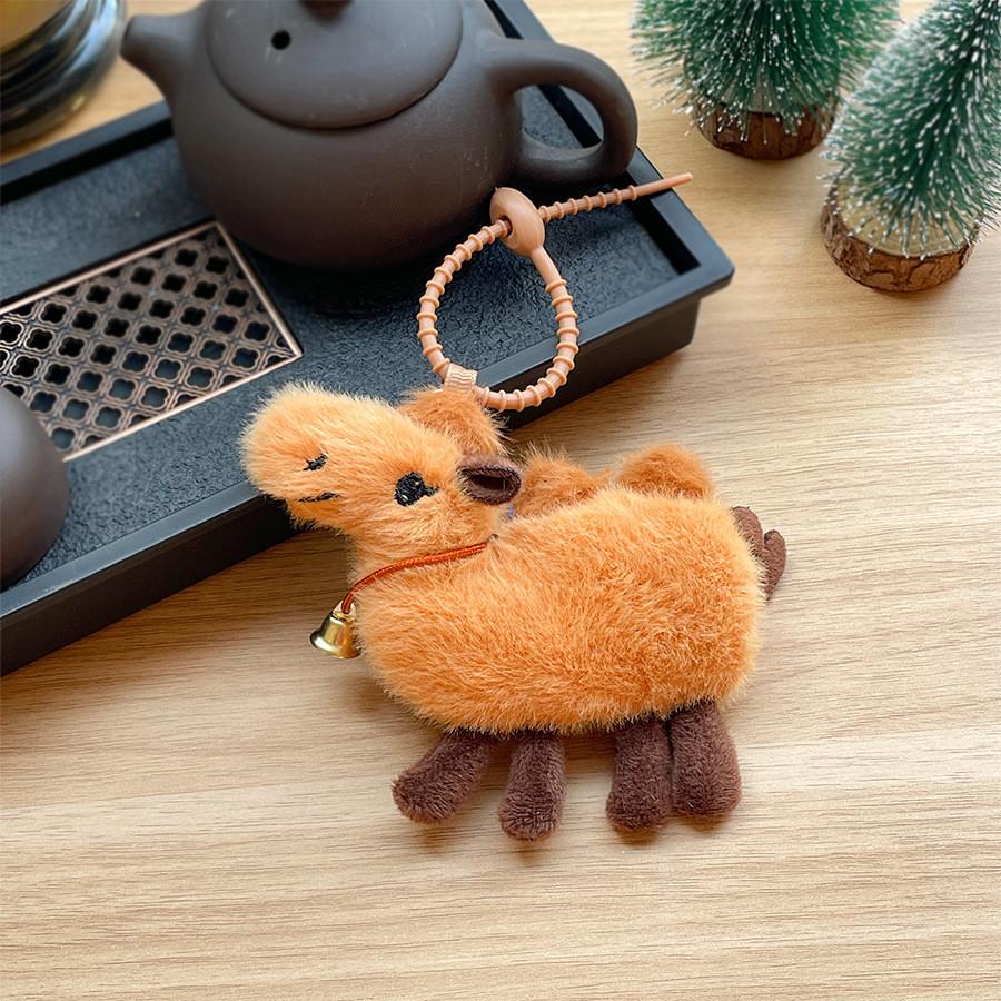 Mini Desert Camel Plush Keychain With Bell Cute Toy For Bag Decor