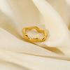 European and American INS Simple Irregular Wave Ring Plated with 18K Gold Stainless Steel Waterproof Fashion Commuter Plain Ring Ring for Women