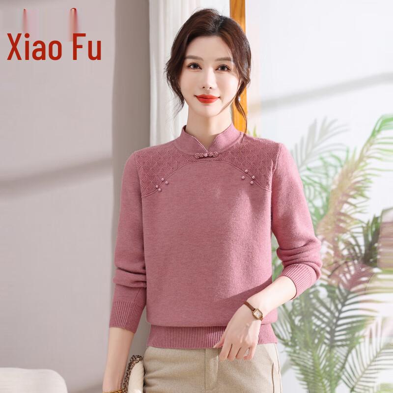 Xiaofu Women's 2025 Autumn/Winter Fleece-Lined Knitted Sweater