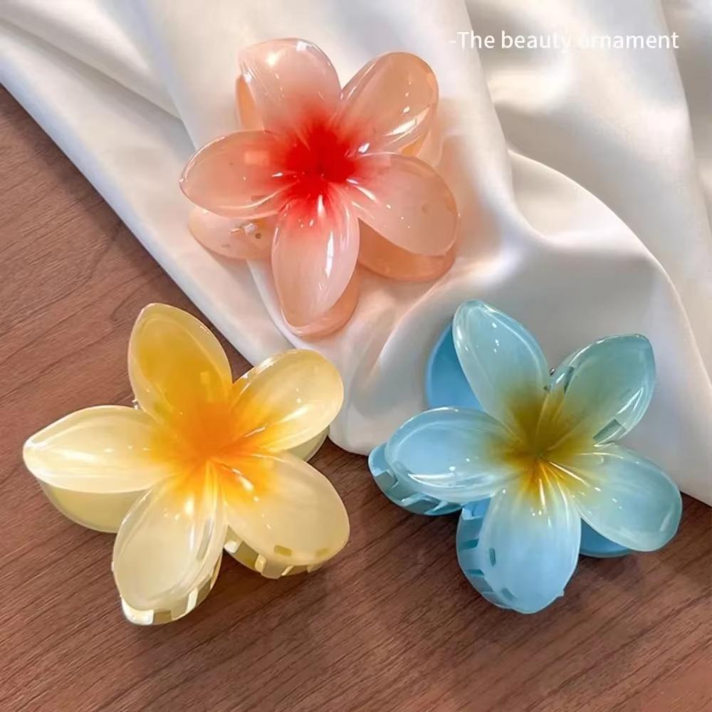 Gradient Flower Hair Clips Set - Multicolor Beach Hawaiian Claw Clips for Women Summer Hair Accessories