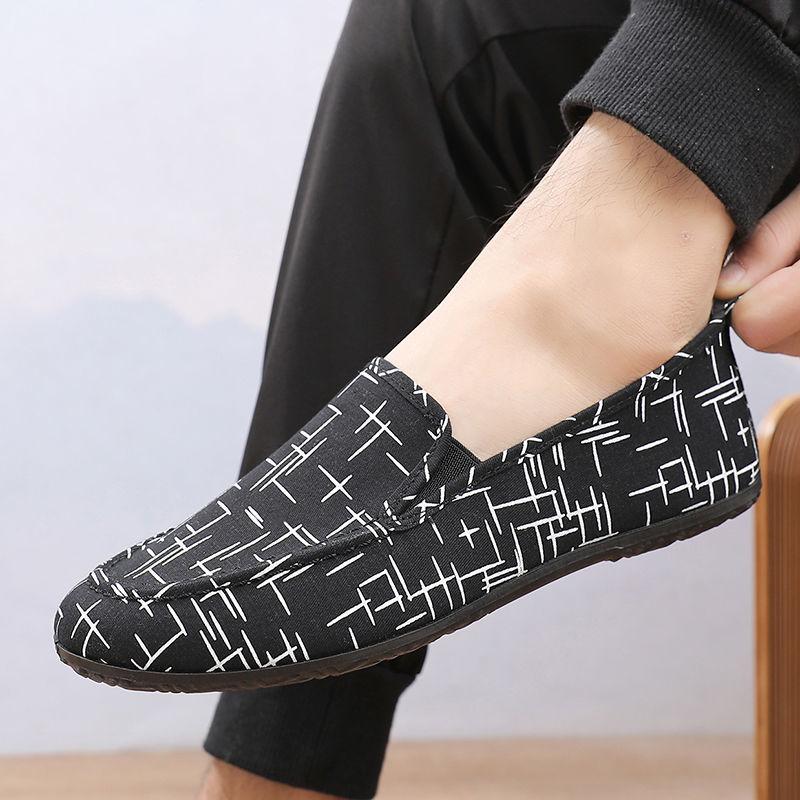 Sommar Andningsbara Herrskor Man Gamla Peking Canvas Skor Herrskor Koreanska Skor Casual Latskor Platt Häl Körskor
