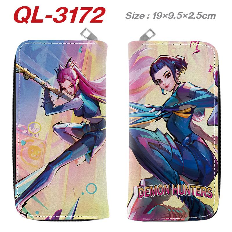 Portafoglio Lungo con Zip KPop Demon Hunters in Pelle PU Portamonete Cartone Animato per Donna Porta Carte Multipli Rosa