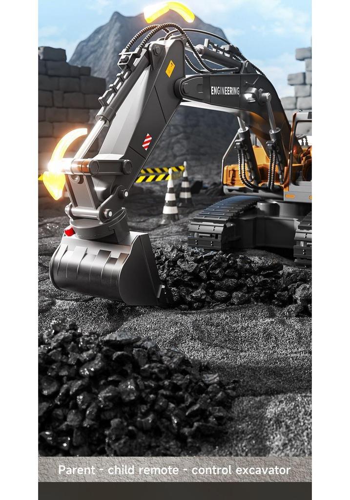 Remote Control Alloy Bulldozer Excavator Toy with Spray Function for Kids