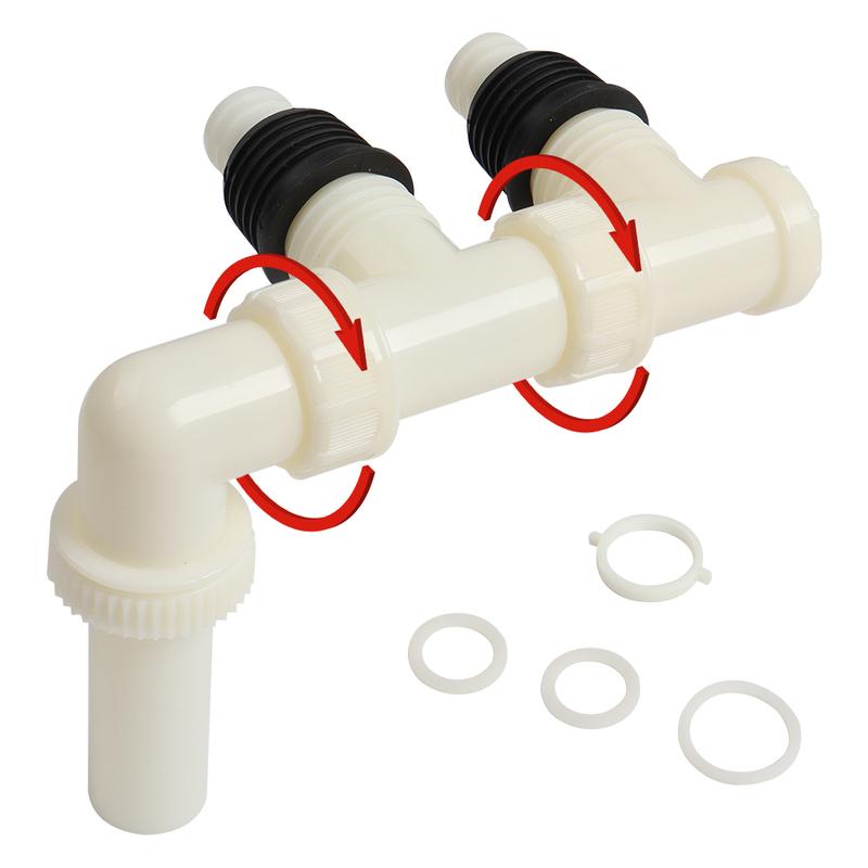 1 Set Double Waste Water Outlet Hose Pipe Adapter Use With Waste Hog Master For Caravan Motorhome RV Drainage Tee Accessories