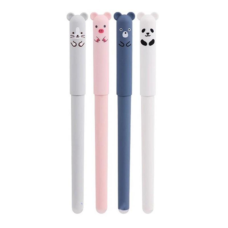Erasable Gel Pen Thermal Easy-Rub Gel Pen Cute Cartoon Eraser Set With No-Waste Eraser 0.5mm Pen Tip 20ml