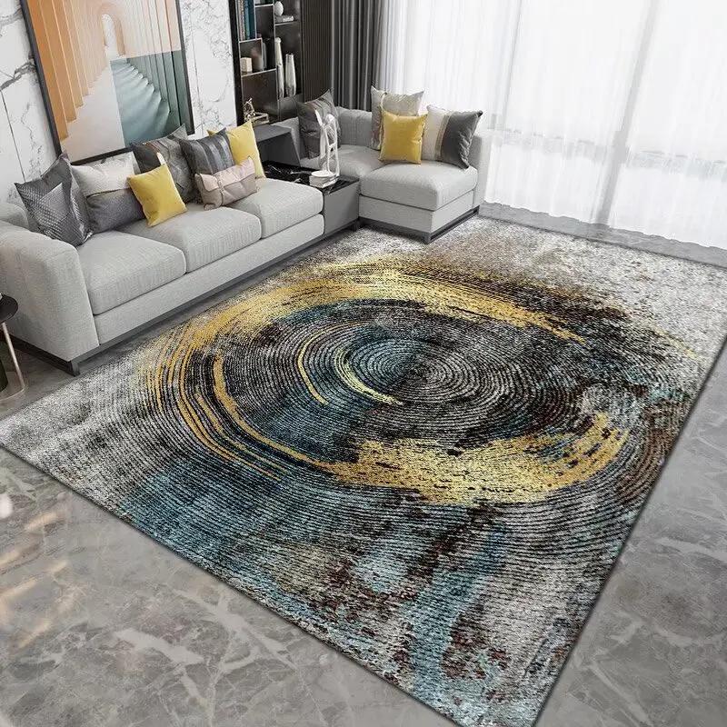 Nordic Style Black Gold Luxurycarpets for Living Room Non-slip Bedroom Decoration Home Large Area Rugs Cloakroom Floor Foot Mats